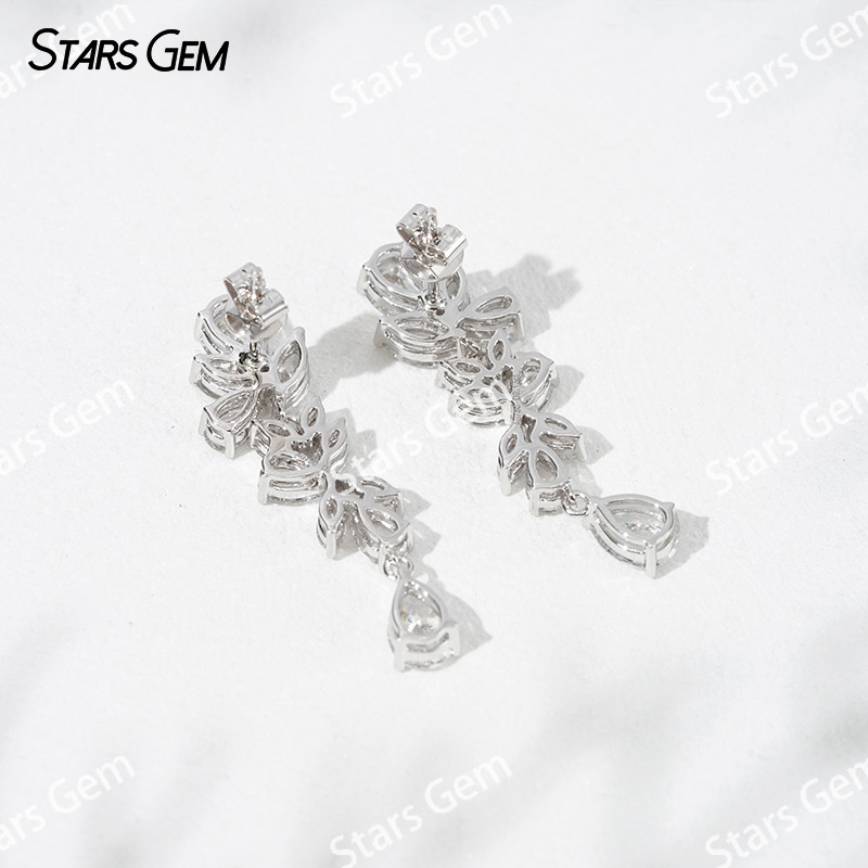 6.5×4.5mm Pear Cut Lab Grown Diamond Fancy Design 18K White Gold Diamond Earrings