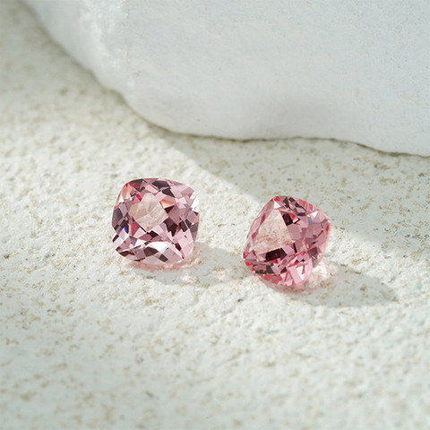 Cushion Cut Light Pink Padparadscha Color Lab Grown Gemstones