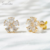 3×4mm Pear Cut Lab Grown Diamond Petals Shape Design 18K Gold Diamond Stud Earrings