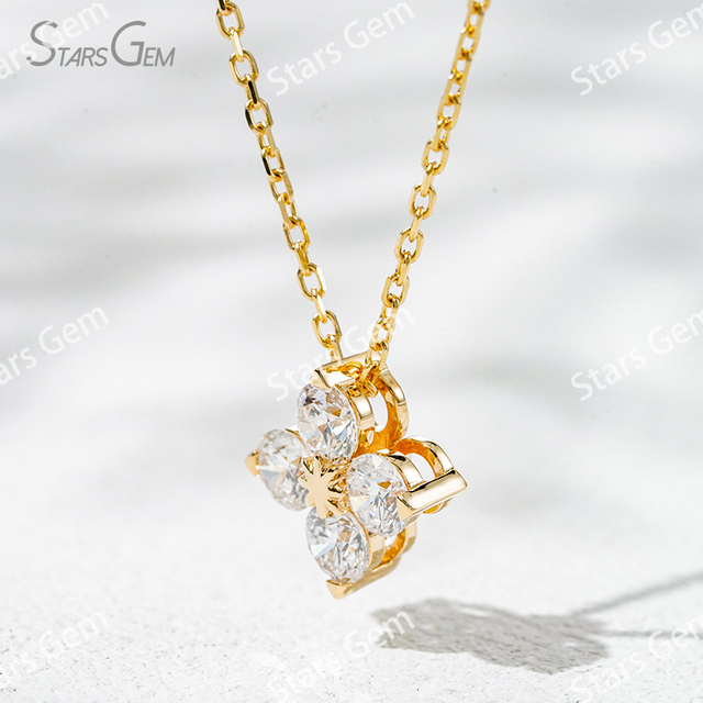 3.4mm Round Brilliant Cut Lab Grown Diamond 18K Yellow Gold Diamond Pendant Necklace