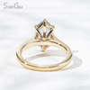 Custom Blue Gemstone Jewelry 6.58×12mm Special Cut Hexagon Shape Lab Grown Sapphire 14K Yellow Gold Solitaire Engagement Ring For Girls Women