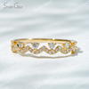 2mm Round Brilliant Cut Lab Grown Diamond 18K Gold Half circle Diamond Eternity Ring