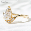 6.19×10.43​mm Pear Cut Lab Grown Diamond With Side Diamond 18K Yellow Gold Engagement Ring