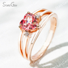 6.5×6.5mm Heart Cut Lab Grown Sukura Pink Sapphire With Side Diamond 18K Rose Gold Engagement Ring