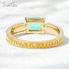 5×7mm Octagon Emerald Cut Lab Grown Emerald 18K Yellow Gold Solitaire Engagement Ring
