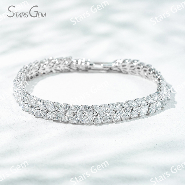 2.5×5mm Marquise Cut Lab Grown Diamond 18K White Gold Tennis Bracelet