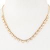 Half Circle Beads String Chain Bezel Set DEF Moissanite Diamond 14K Gold Necklace
