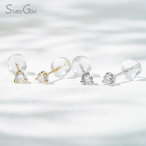 Starsgem 0.1ct & 0.2ct Round Brilliant Cut Lab Grown Diamond 10K Gold Diamond Stud Earrings
