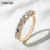 18K Solid Gold Trellis Setting Round Brilliant Cut Seven Stone Eternity Lab Grown Diamond Ring Wedding Band