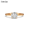 Starsgem 6.3-6.5mm Round Brilliant Cut Lab Grown Diamond 10K Gold Solitaire Engagement Ring