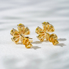 18K Yellow Gold Flower Shape Pear Cut Fancy VIVID Yellow Lab Grown Diamond Stud Earrings