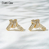 Starsgem 0.9mm Round Brilliant Cut Lab Grown Diamond Ribbon Knot Design 18K Gold Diamond Stud Earrings