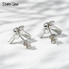 Starsgem 0.9mm Round Brilliant Cut Lab Grown Diamond Ribbon Knot Design 18K Gold Diamond Stud Earrings