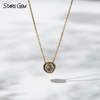 6.43mm Round Brilliant Cut Lab Diamond Bezel Set Pendant 18K Gold Diamond Necklaces