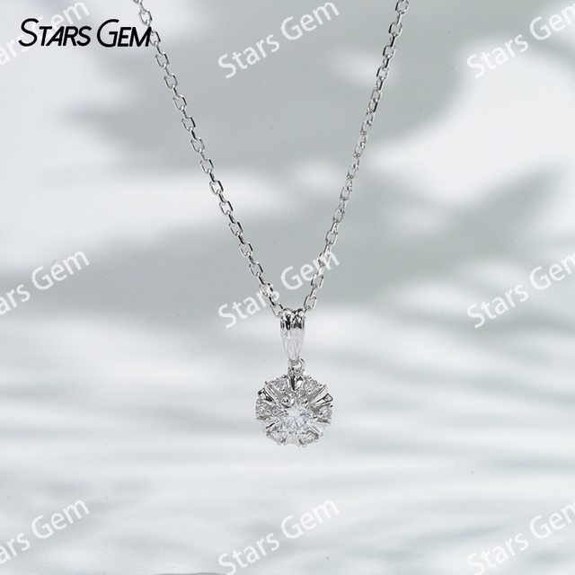 18K White Gold Necklaces 3.2mm DEF VS Round Brilliant Cut Lab Grown Diamond Pendant Necklace