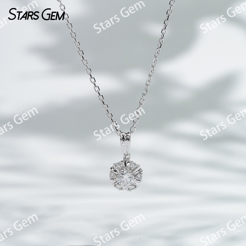 18K White Gold Necklaces 3.2mm DEF VS Round Brilliant Cut Lab Grown Diamond Pendant Necklace