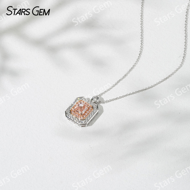 1.0 Carat Radiant Cut Pink Lab Grown Diamond Pendant 18K Gold Necklace