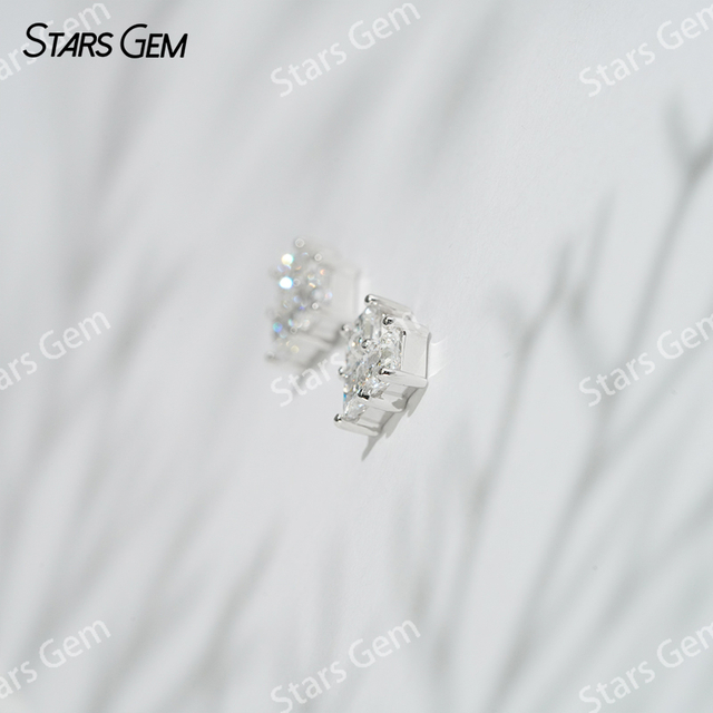 3×3mm Princess Cut Lab Grown Diamond 18K White Gold Diamond Stud Earrings