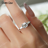 6.5×6.5mm Asscher Cut Moissanite S925 Sterling Silver Three Stone Engagement Ring