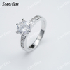 8mm Round Brilliant Cut Moissanite S925 Sterling Silver Pave 6 Prongs Channel Set Engagement Ring