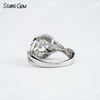 6mm Round Brilliant Cut Moissanite S925 Sterling Silver Halo Engagement Ring