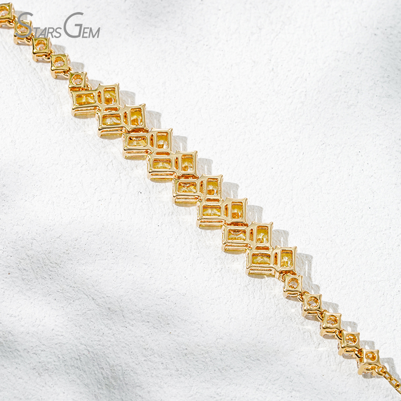 2.5×3.5mm Radiant Cut Yellow Lab Grown Diamond 18K Yellow Gold Diamond Bracelet