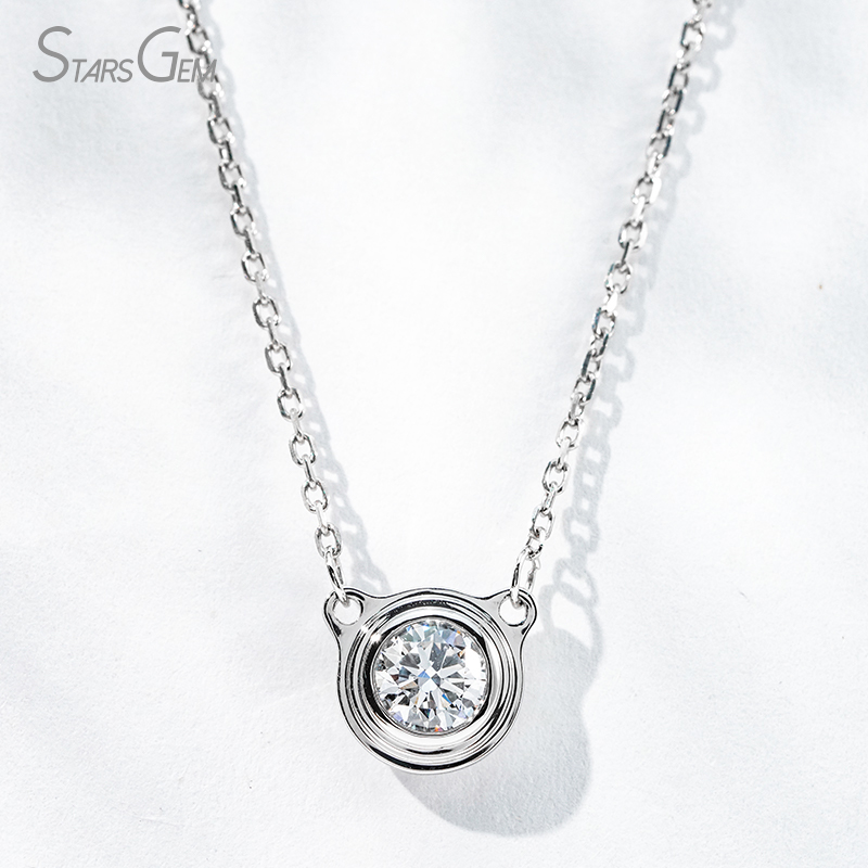 5.19mm Round Brilliant Cut Lab Grown Diamond Bezel Set PT950 Diamond Pendant Necklace