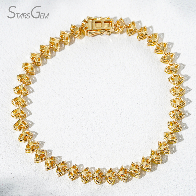 2×3mm Pear Cut Yellow Lab Grown Diamond 18K Yellow Gold Tennis Bracelet