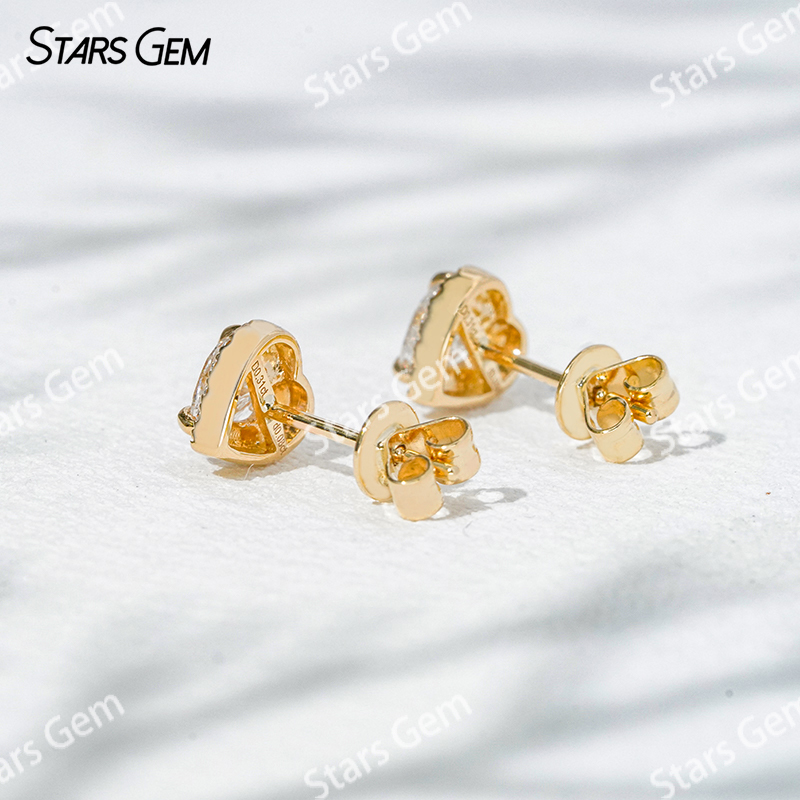 Starsgem Heart Shape Lab Diamond Earrings Jewelry 1.2ct Diamond per pair 18K Gold Lab Grown Diamond Stud Earrings