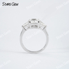6×8mm Radiant Cut Moissanite S925 Sterling Silver Three Stone Engagement Ring