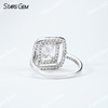 6×8mm Radiant Cut Moissanite S925 Sterling Silver Halo Engagement Ring