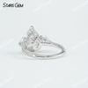 9×​13mm Pear Cut Moissanite S925 Sterling Silver Three Stone Engagement Ring