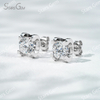 4mm & 5mm & 6.5mm Round Brilliant Cut Moissanite S925 Sterling Silver Diamond Stud Earrings