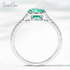 6×6mm Cushion Cut Lab Grown Emerald 18K Gold Pave Engagement Ring