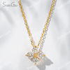 3.4mm Round Brilliant Cut Lab Grown Diamond 18K Yellow Gold Diamond Pendant Necklace