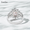 7.58×5.58mm Oval Cut Pink Lab Grown Diamond 18K White Gold Halo Engagement Ring