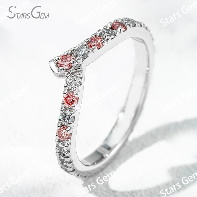 Custom Fancy Design Jewelry 1.8mm Round Brilliant Cut White Pink Lab Grown Diamond PT950 Diamond Eternity Ring