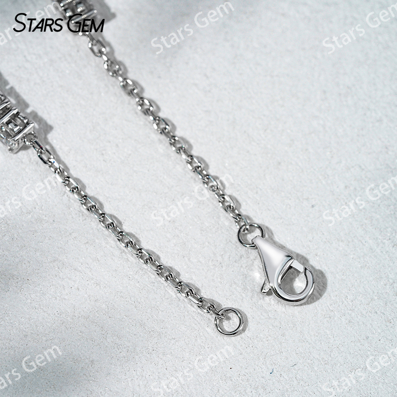 4×6mm Octagon Emerald Cut & 3.2mm Round Brilliant Cut Lab Grown Diamond 18K White Gold Diamond Bracelet