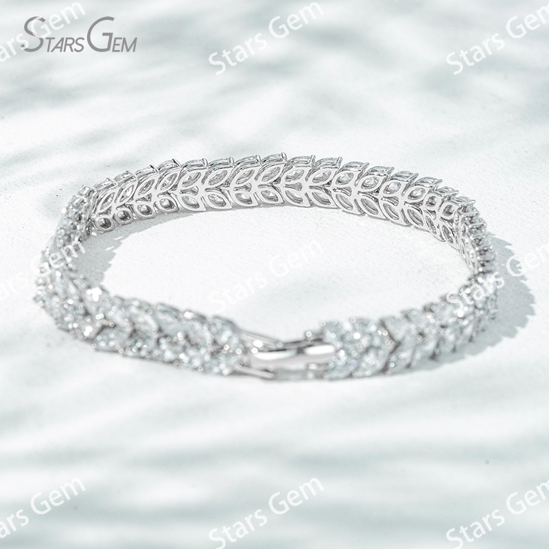 2.5×5mm Marquise Cut Lab Grown Diamond 18K White Gold Tennis Bracelet