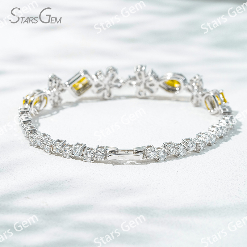 Fancy Shape Lab Grown Diamond 18K White Gold Diamond Bracelet