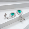 14K White Gold Pear Cut Lab Grown Emerald Diamond Earrings