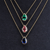 10K 14K Gold Pear Shape Colorful Lab Grown Sapphire Ruby Emerald Gemstone Pendant Necklace