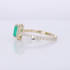 Starsgem Jewelry 10K Yellow Gold Pave Halo Set 5*7mm Green Gemstone Lab Emerald Engagement Ring