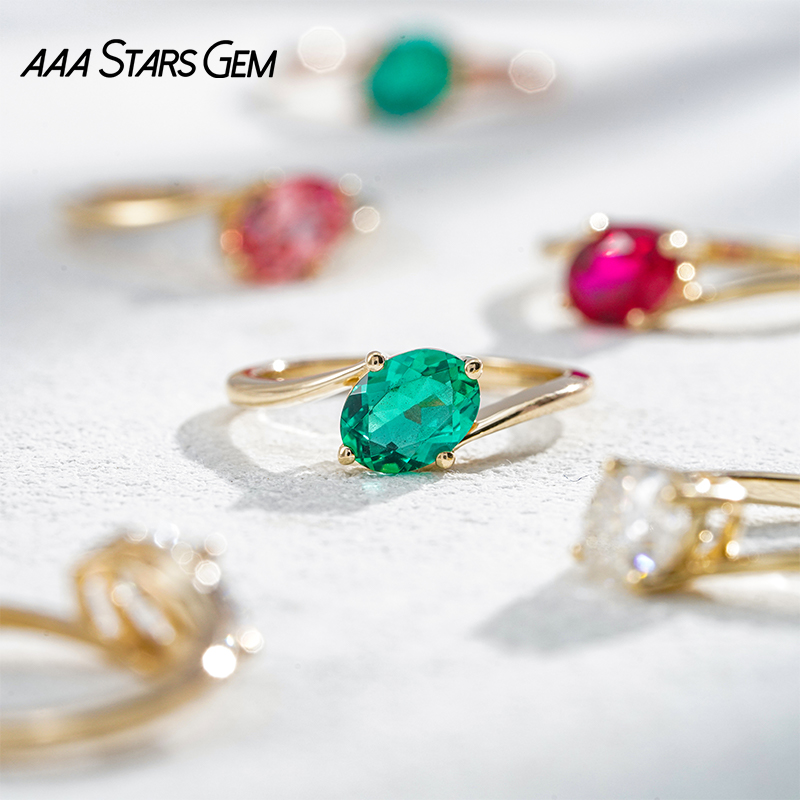 AAAStarsgem Custom IGI Jewelry 9K 10K 14K 18K Solid Gold 1.0ct Oval Shape Solitaire ring Lab Grown Gemstone Lab Diamond Engagement Rings