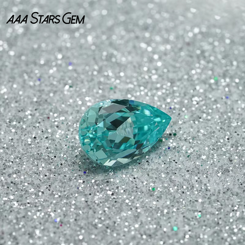 AAAStarsgem Lab Grown Paraiba Color Loose Stone Pear Cut Synthetic Lab grown Gemstone for Jewelry 
