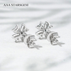 AAAStarsgem 3×3mm Heart Cut Lab Grown Diamond Four Leaves Clover Shape 18K White Gold Diamond Stud Earrings