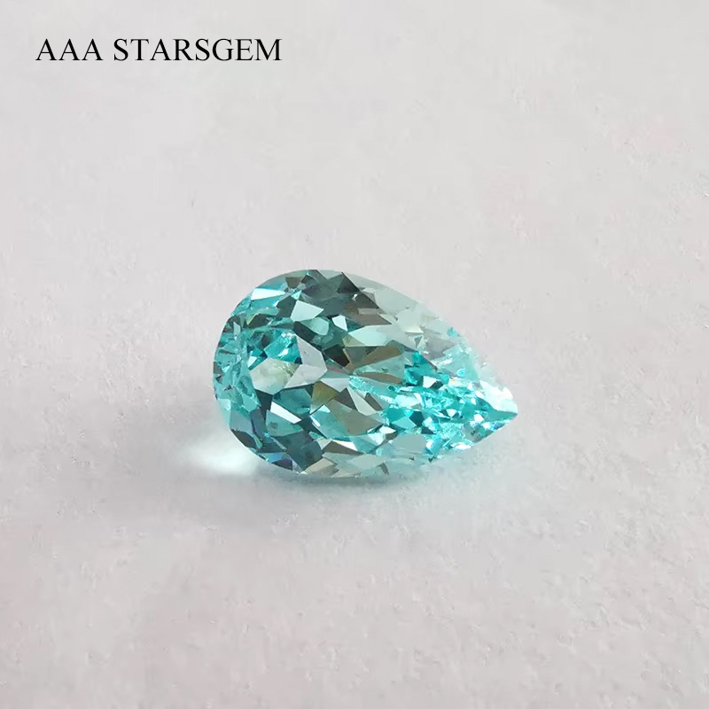 AAAStarsgem Lab Grown Paraiba Color Loose Stone Pear Cut Synthetic Lab grown Gemstone for Jewelry 