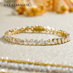 Multi shape cluster diamond tennis bracelet