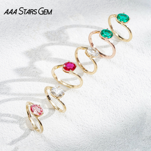 AAAStarsgem Custom IGI Jewelry 9K 10K 14K 18K Solid Gold 1.0ct Oval Shape Solitaire ring Lab Grown Gemstone Lab Diamond Engagement Rings