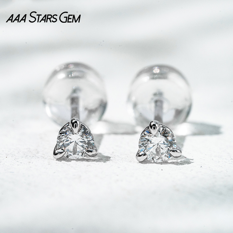 AAAStarsgem 0.1ct & 0.23ct Round Brilliant Cut Lab Grown Diamond 10K Gold Diamond Stud Earrings